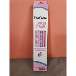 CharCharms Tumbler Straws 6 Pack Unicorn Pink